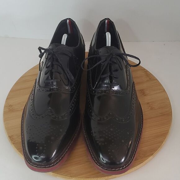 Steve Madden Men's Cingular Wingtip Oxfords Black Patent Leather Shoe Size 13 - Picture 2 of 10